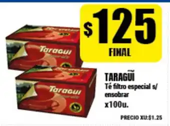 Supermayorista Vital Taragüi Té filtro especial s/ensobrar x100u oferta