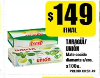 Supermayorista Vital Taragüi / Unión Mate cocido diamante s/ens. x100u oferta