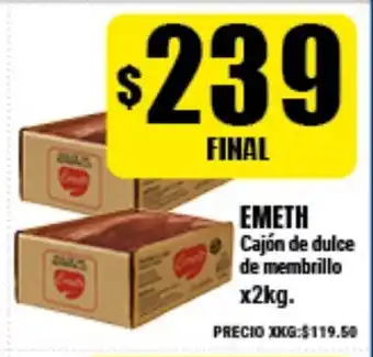 Supermayorista Vital Emeth Cajón de dulce de membrillo x2kg oferta