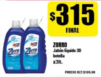 Supermayorista Vital Zorro Jabón líquido 3D botella x3lt oferta