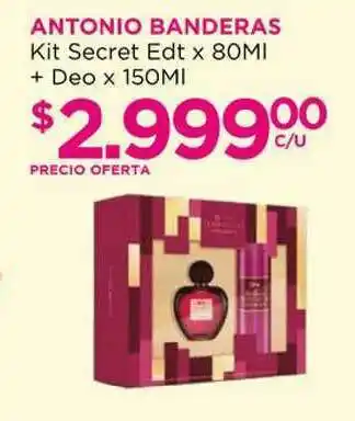 Punto de Salud Antonio Banderas Kit Secret Edt X 80ml + Deo X 150ml oferta
