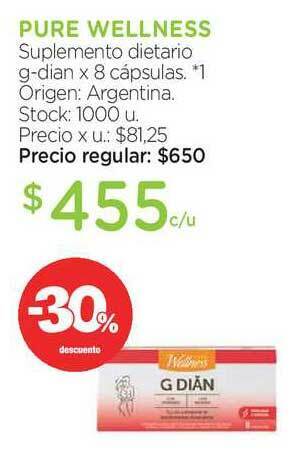 Farmacity Pure Wellness Suplemento Dietario G-dian -30% Descuento oferta