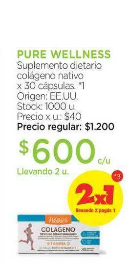 Farmacity Pure Wellness Suplemento Dietario Colágeno Nativo oferta