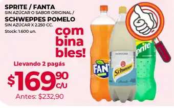 Supermercados Tadicor Sprite/Fanta/ Schweppes Pomelo x 2.250cc oferta