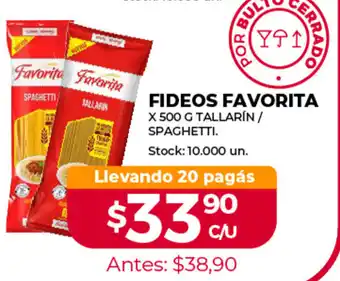 Supermercados Tadicor Fideos Favorita x 500g Tallarín Spaghetti oferta