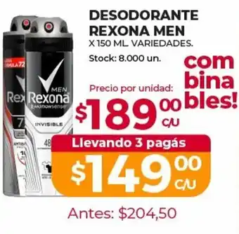 Supermercados Tadicor Rexona Desodorante Men x 150ml oferta