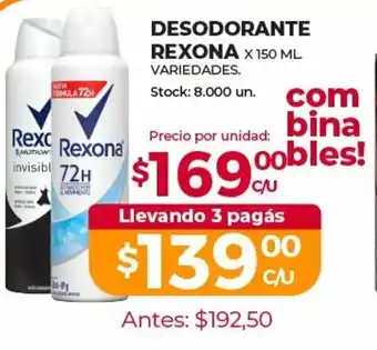 Supermercados Tadicor Rexona Desodorante x 150ml oferta