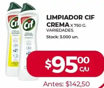 Supermercados Tadicor CIF Limpiador Crema x 750g oferta