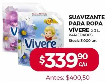 Supermercados Tadicor Vivere Suavizante Para Ropa x 3l oferta