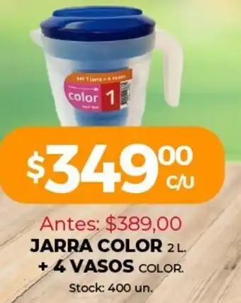 Supermercados Tadicor Jarra Color + 4 Vasos oferta