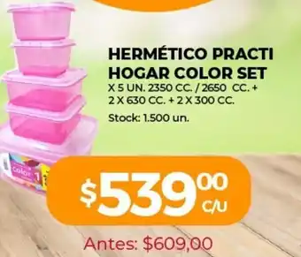 Supermercados Tadicor Hérmetico Practi Hogar Color Set x 5un 2350cc oferta