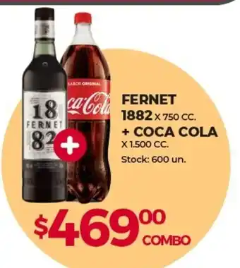 Supermercados Tadicor Fernet 1882 x 750cc + coca Cola x 1.500c oferta