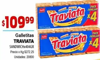 Supermercados Top Traviata Galletitas Sandwich x 404gr oferta