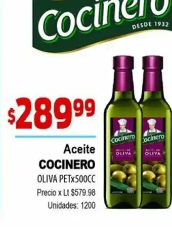 Cocinero Aceite Oliva Pet x 500cc