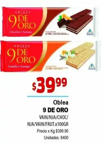 Supermercados Top 9 De Oro Oblea x 100gr oferta