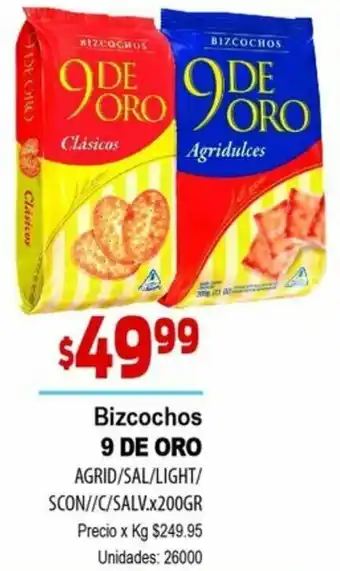 Supermercados Top 9 De Oro Bizcochos Agrid/Sal/Light/Scon x 200gr oferta