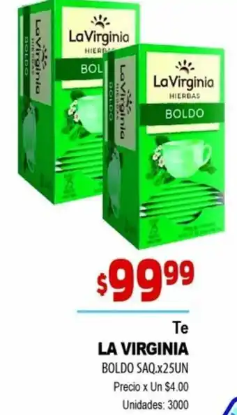 Supermercados Top La Virginia Te Boldo saq x 25un oferta