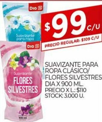 Supermercados DIA Suavizante Para Ropa Clásico/Flores Silvestres Dia x 900ml oferta