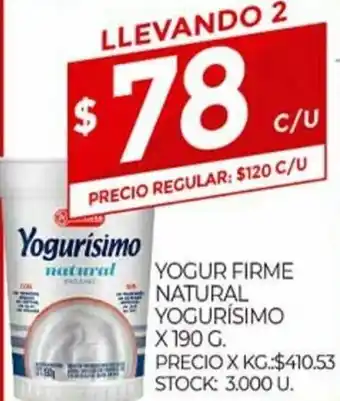 Supermercados DIA Yogurisimo Yogur Firme Natural x 190g oferta