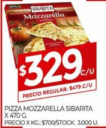 Supermercados DIA Pizza Mozzarella Sibarita x 470g oferta