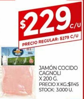 Supermercados DIA Jamón Cocido Cagnoli x 200g oferta
