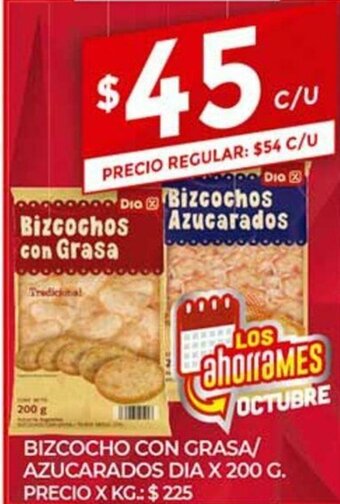 Supermercados DIA Bizcocho Con Grasa/Azucarados dia x 200g oferta