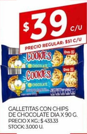 Supermercados DIA Galletitas Con Chips De Chocolate Dia x 90g oferta