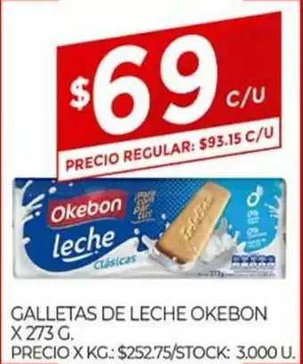 Supermercados DIA Okebon Galletas De Leche x 273g oferta
