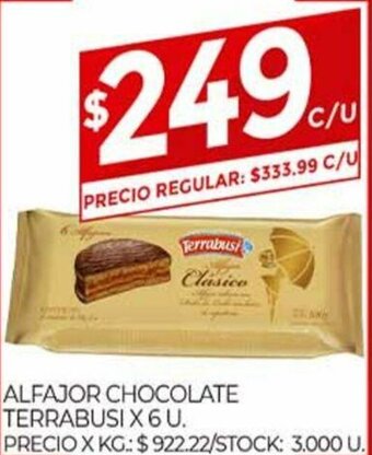 Supermercados DIA Alfajor Chocolate Terrabusi x 6u oferta