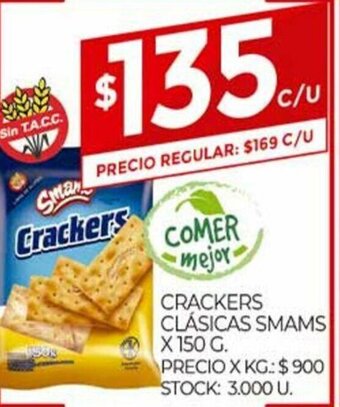 Supermercados DIA Crackers Clásicas Smams x 150g oferta