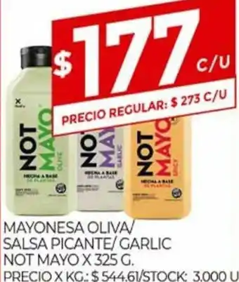 Supermercados DIA Mayonesa Oliva/Salsa Picante/Garlic Not Mayo x 325g oferta