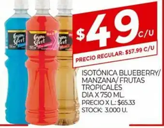 Supermercados DIA Isotónica Blueberry/Manzana/Frutas Tropicales Dia x 750ml oferta