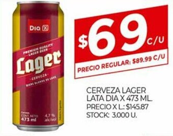 Supermercados DIA Cerveza Lager Lata Dia x 473ml oferta
