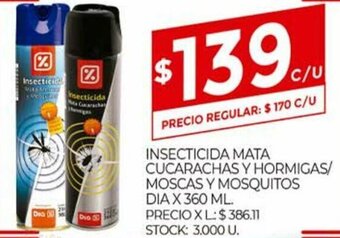 Supermercados DIA Insecticida Mata Cucarachas Y Hormigas/Moscas Y Mosquitos dia x 360ml oferta