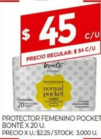 Supermercados DIA Bonté Protector Femenino Pocket x 20u oferta