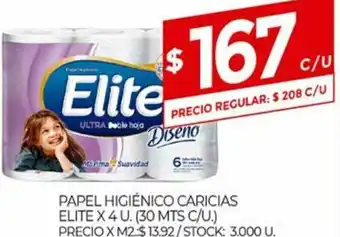 Supermercados DIA Elite Papel Higienico Caricias x 4u oferta