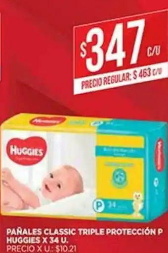 Supermercados DIA Huggies Pañales Classic Triple Proteccion P x 34u oferta