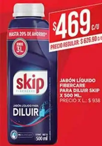 Supermercados DIA Skip Jabón liquido Fibercare Para Diluir x 500ml oferta
