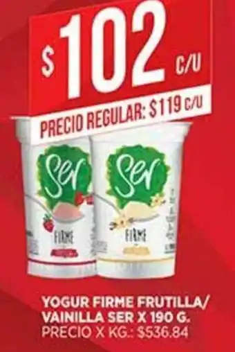 Supermercados DIA Ser Yogur Firme Frutilla/Vainilla x 190g oferta