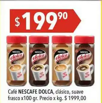 Hergo Café Nescafé Dolca Clasico Suave Frasco x 100gr oferta