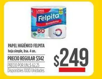 Supermercados Vea Papel Higiénico Felpita Hoja Simple 4un oferta