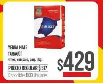 Supermercados Vea Yerba Mate Taragüi 4 Flex Con Palo 1kg oferta