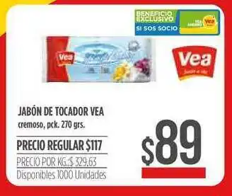 Supermercados Vea Jabón De Tocador Vea Cremoso 270grs oferta