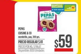 Supermercados Vea Pepas Cuisine & Co Membrillo 300grs oferta