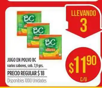 Jugo En Polvo Bc Varios Sabores 7,9grs