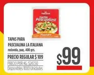 Supermercados Vea Tapas Para Pascualina La Italiana Redonda 400grs oferta