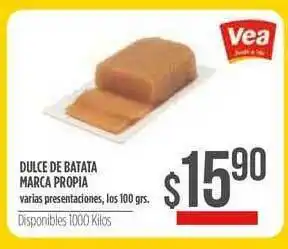 Supermercados Vea Dulce De Batata Marca Propia 100grs oferta