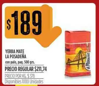 Supermercados Vea Yerba Mate La Posadeña 500grs oferta