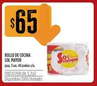 Supermercados Vea Rollo De Cocina Sol Mayor 3un 40paños oferta
