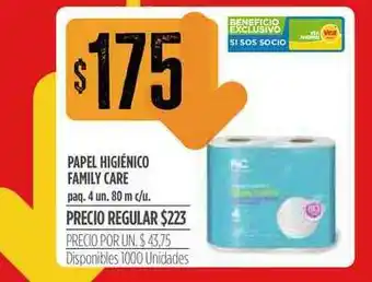 Supermercados Vea Papel Higiénico Family Care 4un 80m oferta